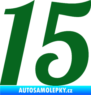 Samolepka Startovní číslo 15 typ 3      tmavě zelená