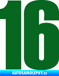 Samolepka Startovní číslo 16 typ 2   tmavě zelená