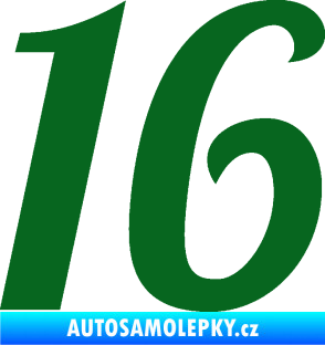 Samolepka Startovní číslo 16 typ 3       tmavě zelená