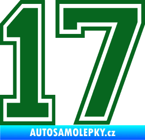 Samolepka Startovní číslo 17 typ 4 tmavě zelená
