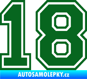 Samolepka Startovní číslo 18 typ 4 tmavě zelená