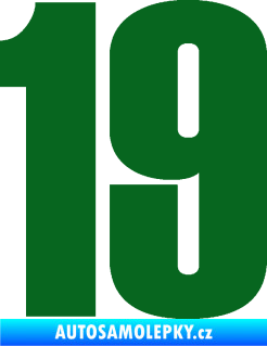 Samolepka Startovní číslo 19 typ 2      tmavě zelená