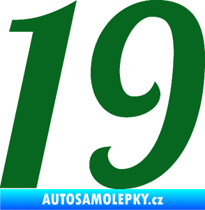 Samolepka Startovní číslo 19 typ 3          tmavě zelená