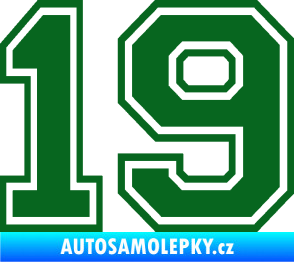 Samolepka Startovní číslo 19 typ 4 tmavě zelená