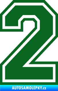 Samolepka Startovní číslo 2 typ 4 tmavě zelená