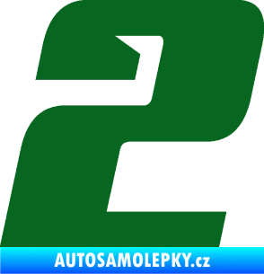 Samolepka Startovní číslo 2 typ 6 tmavě zelená