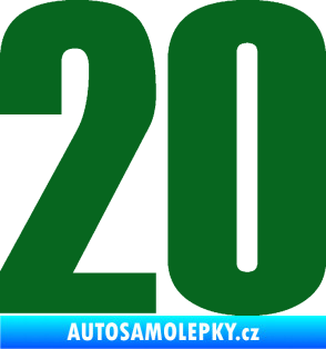 Samolepka Startovní číslo 20 typ 2       tmavě zelená