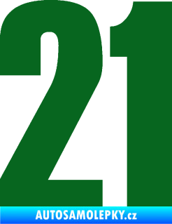 Samolepka Startovní číslo 21 typ 2        tmavě zelená