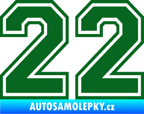Samolepka Startovní číslo 22 typ 4 tmavě zelená