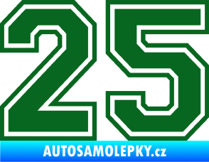 Samolepka Startovní číslo 25 typ 4 tmavě zelená