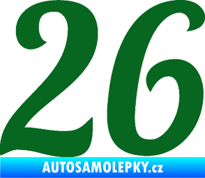 Samolepka Startovní číslo 26 typ 3 tmavě zelená