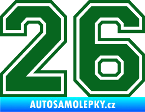 Samolepka Startovní číslo 26 typ 4 tmavě zelená