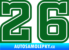 Samolepka Startovní číslo 26 typ 5 tmavě zelená