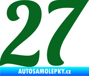 Samolepka Startovní číslo 27 typ 3 tmavě zelená