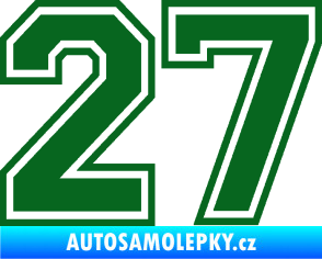 Samolepka Startovní číslo 27 typ 4 tmavě zelená