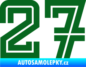 Samolepka Startovní číslo 27 typ 7 tmavě zelená