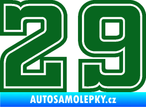 Samolepka Startovní číslo 29 typ 5 tmavě zelená