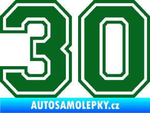 Samolepka Startovní číslo 30 typ 4 tmavě zelená