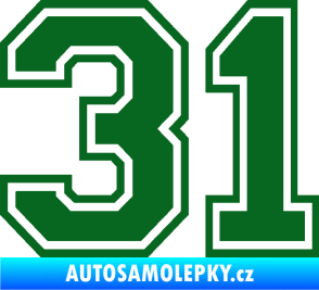 Samolepka Startovní číslo 31 typ 4 tmavě zelená