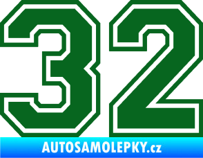 Samolepka Startovní číslo 32 typ 4 tmavě zelená