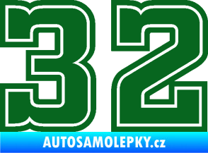 Samolepka Startovní číslo 32 typ 5 tmavě zelená