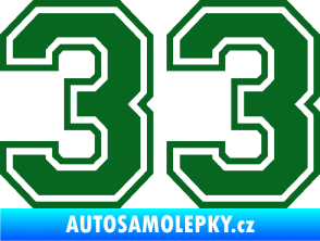 Samolepka Startovní číslo 33 typ 4 tmavě zelená