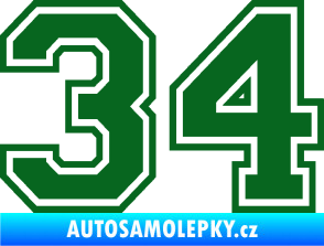Samolepka Startovní číslo 34 typ 4 tmavě zelená