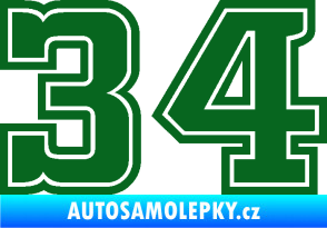 Samolepka Startovní číslo 34 typ 5 tmavě zelená