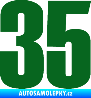 Samolepka Startovní číslo 35 typ 2  tmavě zelená