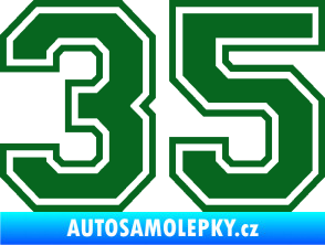 Samolepka Startovní číslo 35 typ 4 tmavě zelená