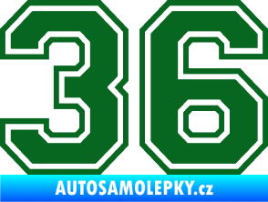 Samolepka Startovní číslo 36 typ 4 tmavě zelená