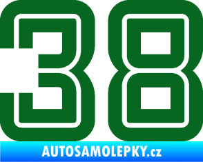 Samolepka Startovní číslo 38 typ 7 tmavě zelená