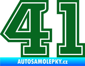 Samolepka Startovní číslo 41 typ 5 tmavě zelená