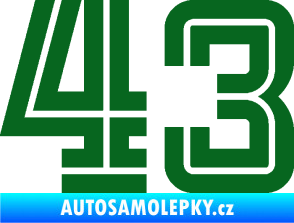 Samolepka Startovní číslo 43 typ 7 tmavě zelená