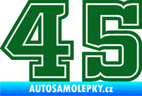 Samolepka Startovní číslo 45 typ 5 tmavě zelená