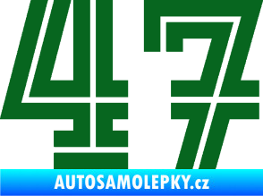 Samolepka Startovní číslo 47 typ 7 tmavě zelená