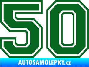 Samolepka Startovní číslo 50 typ 4 tmavě zelená
