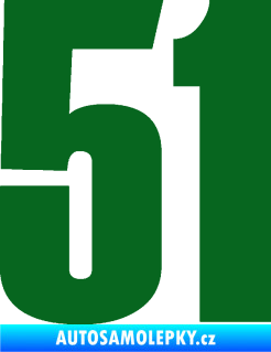 Samolepka Startovní číslo 51 typ 2 tmavě zelená