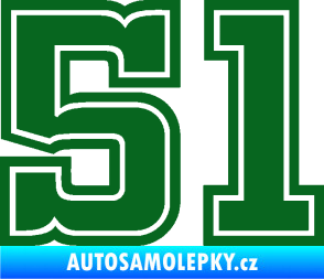 Samolepka Startovní číslo 51 typ 5 tmavě zelená
