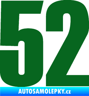 Samolepka Startovní číslo 52 typ 2  tmavě zelená