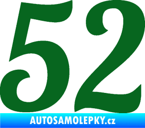 Samolepka Startovní číslo 52 typ 3 tmavě zelená