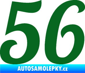 Samolepka Startovní číslo 56 typ 3 tmavě zelená