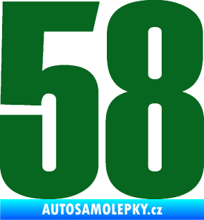 Samolepka Startovní číslo 58 typ 2    tmavě zelená