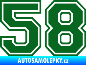 Samolepka Startovní číslo 58 typ 4 tmavě zelená