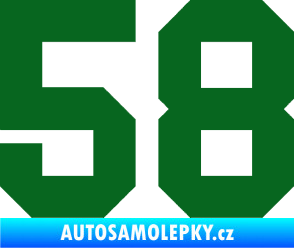 Samolepka Startovní číslo 58 tmavě zelená