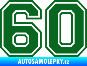 Samolepka Startovní číslo 60 typ 4 tmavě zelená