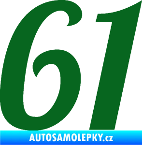 Samolepka Startovní číslo 61 typ 3 tmavě zelená