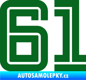 Samolepka Startovní číslo 61 typ 7 tmavě zelená