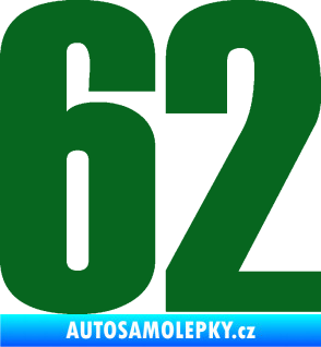 Samolepka Startovní číslo 62 typ 2  tmavě zelená