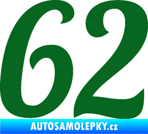 Samolepka Startovní číslo 62 typ 3 tmavě zelená